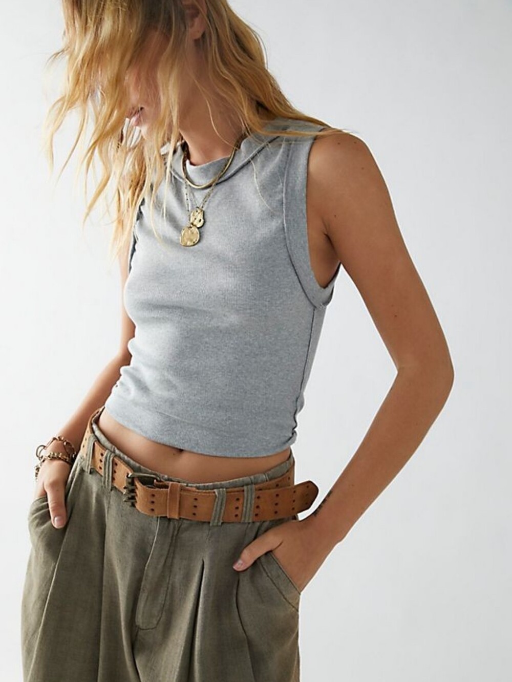 Free People Kate Ribbed Tank Top size L